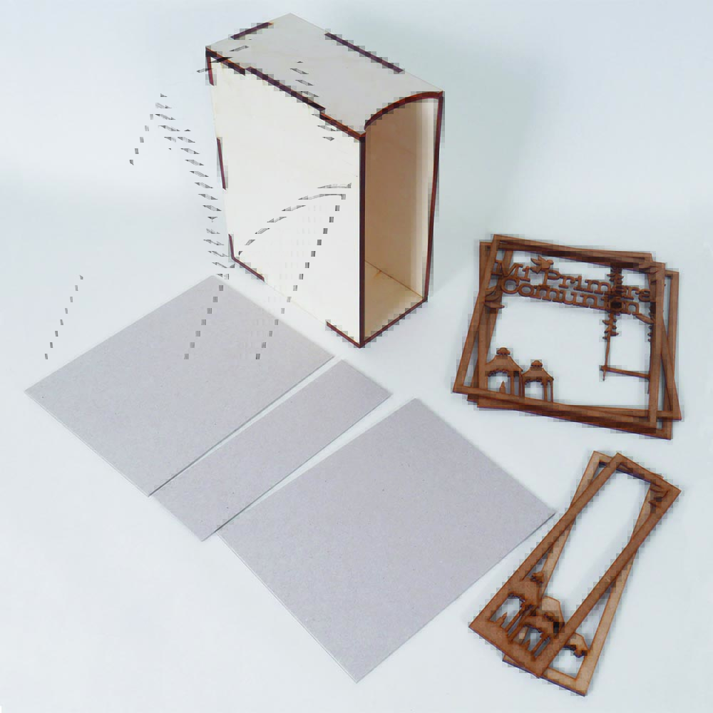 Kit caja de madera y album