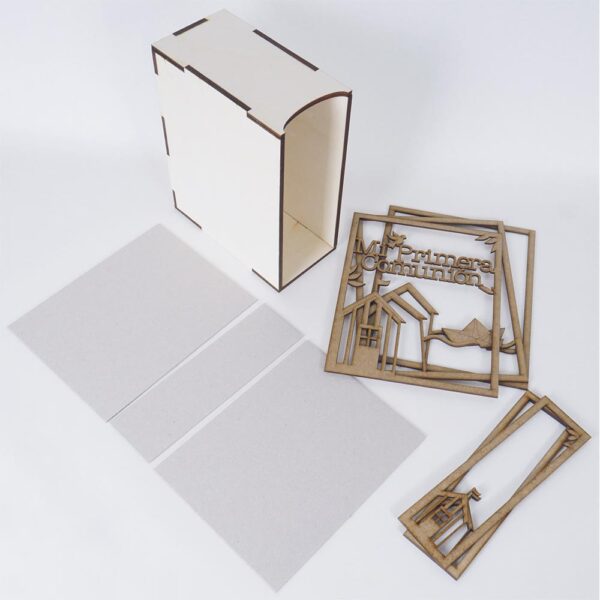 kit caja madera y album scrapbook